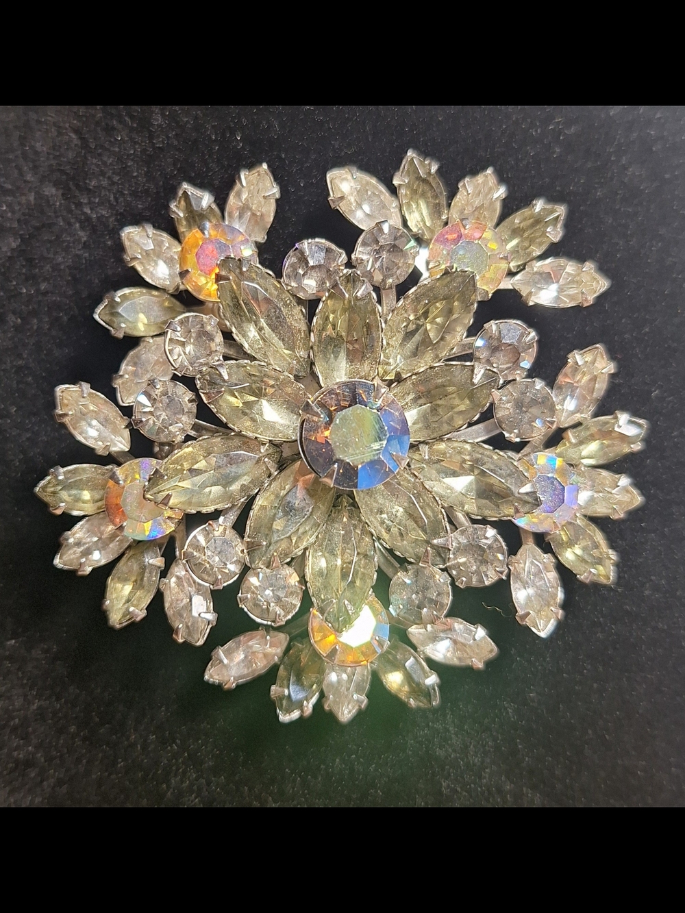 Vintage 1950s Aurora Borealis Rhinestone Brooch